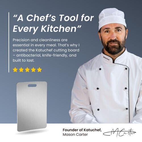 Rovenca 100% Pure Titanium Cutting Board: No More Microplastics, Bacteria or Dull Knives