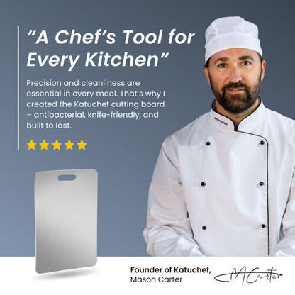 Rovenca 100% Pure Titanium Cutting Board: No More Microplastics, Bacteria or Dull Knives