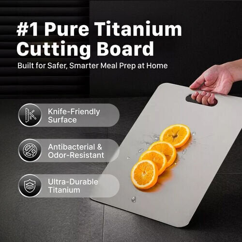 Rovenca 100% Pure Titanium Cutting Board: No More Microplastics, Bacteria or Dull Knives