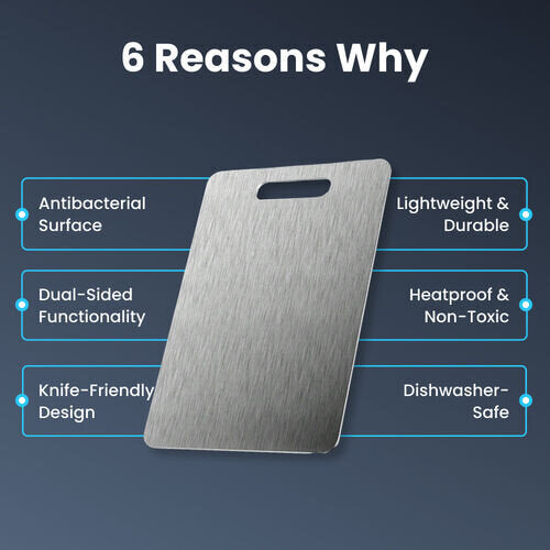 Rovenca 100% Pure Titanium Cutting Board: No More Microplastics, Bacteria or Dull Knives