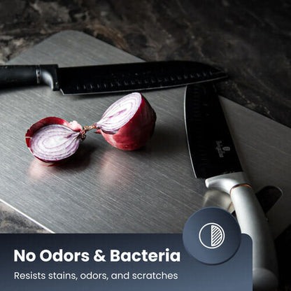 Rovenca 100% Pure Titanium Cutting Board: No More Microplastics, Bacteria or Dull Knives